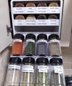 YouCopia SpiceStack Adjustable Spice Rack Organizer, Pull-Down 24-Bottle Seasonings and Spices Holder for Kitchen Cabinet and Pantry Organization with 104 Included Labels White 34 81D4SRig0L