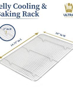 Ultra Cuisine Stainless Steel Baking Rack - 10x14.75 inch Jelly Roll Pan Rack - Grill Rack - Baking Sheet - Oven Safe - Dishwasher Safe - Heavy Duty Wire Cooling Rack for Cooking Baking and Roasting 10.0" x 14.75" 1-Pack 16 81D4yUz02lS