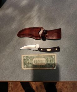 Old Timer 152OT Sharpfinger 7.1in S.S. Full Tang Knife with 3.3in Clip Point Skinner Fixed Blade, Black Sawcut Handle, and Leather Belt Sheath for Hunting, Camping, Skinning, EDC, and Outdoors 51 81D5ZpK3L0L