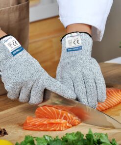 Dowellife Cut Resistant Gloves Food Grade Level 5 Protection, Safety Kitchen Cuts for Oyster Shucking, Fish Fillet Processing, Mandolin Slicing, Meat Cutting and Wood Carving, 1 Pair (Large) Large (Pack of 1) Original 21 81D5hLz4AbL 2