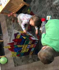 Shapemags Magnetic Tiles for Kids 100 Piece Set - Educational 3D Magnetic Building Blocks for Toddlers - Construction Magnet Toys Kit with Car Base and Stabilizer Plate 100pcs 28 81D7uL9spRL