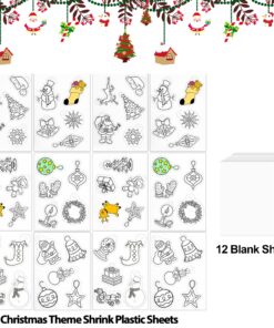 Warckon 24Pcs Christmas Shrink Plastic Kit Include 12Pcs Pre-Printed Christmas Shrinky Plastic Paper and 12Pcs Blank Shrinky Plastic Sheets for Halloween Kids Creative Craft 7 81D8JgunewL