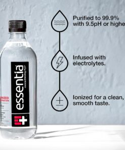 Essentia Bottled Water LLC, Ionized Alkaline Water; 99.9% Pure, Infused with Electrolytes, 9.5 pH or Higher a Clean, Smooth Taste, 20 Fl Oz (Pack of 24) 18 81DAPb4TtYL
