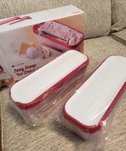 StarPack Long Scoop Reusable Ice Cream Containers with Lids (2-Pack) - Ice Cream Container for Home Made Ice Cream Storage, Soup & Food Storage - Durable Ice Cream Freezer Containers with Style! 2 Pack Cherry Red 36 81DB7si58qL 1