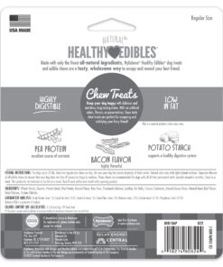 Nylabone Healthy Edibles All-Natural Long Lasting Bacon Flavor Chew Treats 1 count pack of 3 Bacon Small/Regular Small Treats for Dogs Up to 25 lbs. 3 Bacon Dog Treats 25 81DBHdCM8XL