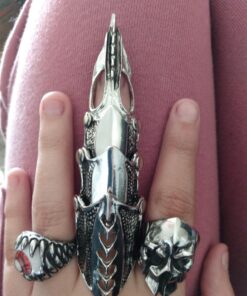 PiercingJ Men's Knuckle Joint Full Finger Double Ring Punk Rock Gothic Hinged Activity Rings Halloween Cosplay Costume Accessories Jewelry Armor#07 59 81DBZsM9N2L