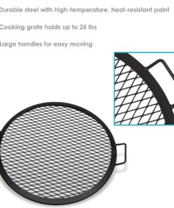 Sunnydaze X-Marks Fire Pit Cooking Grate - Outdoor Round Black Steel BBQ Campfire Grill with Handles - 22-Inch 22 in 13 81DCunyEyL