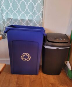 Rubbermaid Commercial Products Slim Jim Plastic Rectangular Recycling Bin with Venting Channels, 23 Gallon, Blue Recycling (FG354007BLUE) 1 33 81DDlOkmWSL