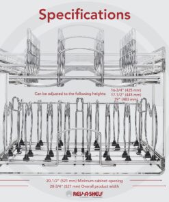 Rev-A-Shelf 2-Tier Kitchen Cabinet Pull Out 21" Cabinet Organizer for Pots, Pans, and Lid Cookware, Adjustable Heavy Duty Wire, Chrome, 5CW2-2122-CR 21 in. 26 81DGtarbWFL