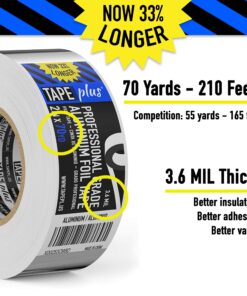 Alternative view of Professional Grade Aluminum Foil Tape - 2 Inch by 210 Feet (70 Yards) 3.6 Mil - High Temperature Tape - Perfect for HVAC, Sealing & Patching, Hot & Cold Air Ducts, Metal Repair, More!