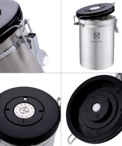 Magicafé Airtight Coffee Container Canister - CO2 Valve Coffee Container with Scoop for Ground Coffee Beans Storage Medium 16oz Stainless Steel 11 81DHzd02ooL