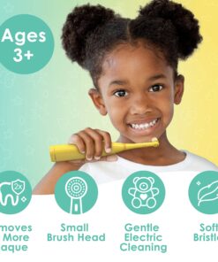 Brusheez® Kids’ Electric Toothbrush Set - Safe & Effective for Ages 3+ - Parent Tested & Approved with Gentle Bristles, 2 Brush Heads, Rinse Cup, 2-Minute Timer, & Storage Base (Jovie The Giraffe) Jovie the Giraffe 22 81DIEIYxHfL