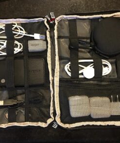 BUBM Double Layer Electronics Organizer/Travel Gadget Bag For Cables,Memory Cards,Flash Hard Drive and More,Fit For iPad Or Tablet(Up To 9.7")--Large, Black Large,2-layer 43 81DJ6IXKv6L