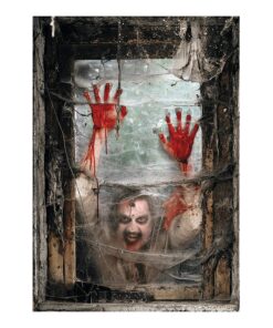 Zombie Window Backdrop Banner (2pc) Scary Halloween Home Decor 1