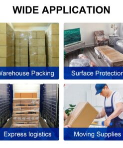 Stretch Film, RAZCC Stretch Wrap Industrial Strength, Shrink Wrap for Pallet Wrap, Heavy Duty Clear Plastic Wrap with Handles, Moving Wrapping Plastic Roll, 15" x 1000 Ft Per Roll, 60 Gauge, 4 Pack 4 Rolls 24 81DMp9UZT5L