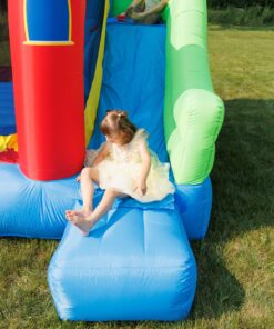 Bounceland Royal Palace Inflatable Bounce House, with Long Slide, Large Bouncing Area, Basketball Hoop and Sun Roof, 13 ft x 12 ft x 9 ft H, UL Strong Certified Blower, Castle Kids Party Theme With Blower 39 81DMwUxpoyL