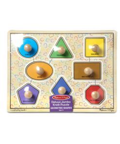 Melissa & Doug Deluxe Jumbo Knob Wooden Puzzle - Geometric Shapes (8 pcs) - Wooden Peg Chunky Baby Puzzle, Preschool Learning Puzzle, Wooden Puzzle Board For Toddlers Ages 1+ English Only 19 81DN7CKnS3L 1