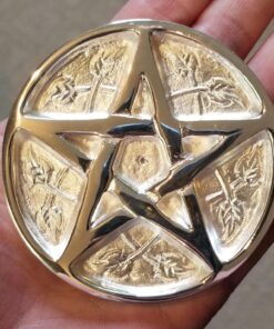 New Age Imports, Inc. - Pentagram Altar Tile Solid Brass with Silver Plating 3-Inches Diameter. 30 81DPbge yUL
