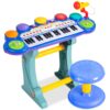 Best Choice Products 37-Key Kids Electronic Musical Instrument Piano Learning Toy Keyboard w/ Multiple Sounds, Lights, Microphone, Stool - Blue 10 81DQvuRDUoL