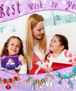 klmars Charm Bracelet Making Kit,Jewelry Making Supplies Beads,Unicorn/Mermaid Crafts Gifts Set for Girls Teens Age 5-12 31 81DROGZMoEL