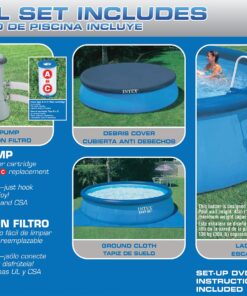 Intex 15ft X 48in Easy Set Pool Set with Filter Pump, Ladder, Ground Cloth & Pool Cover 11 81DRPaX8SrL