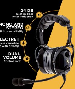 Alternative view of KORE AVIATION KA-1 General Aviation Headset for Pilots | Mono and Stereo Compatibility, Passive Noise Reduction, Noise Canceling Microphone, Gel Ear Seals, Adjustable Headband, Headset Bag