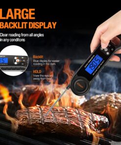 AMMZO Digital Meat Thermometer for Grilling, Instant Read Food Thermometer Waterproof with Backlight for Cooking, Deep Fry, BBQ, Grill, Smoker and Roast Black 31 81DTjStK5QL