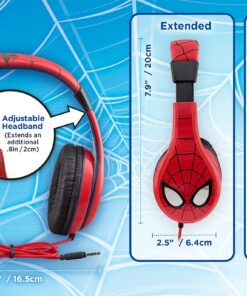eKids Spiderman Kids Headphones, Adjustable Headband, Stereo Sound, 3.5Mm Jack, Wired, Tangle-Free, Volume Control, Childrens Headphones Over Ear for School Home, Travel 20 81DUD6mgkhL