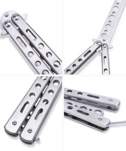 Moon Boat 2PCS Butterfly Knife Trainning Practice Comb Unsharpened Blade Black Silver 28 81DUfw9D WL