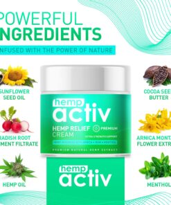 HEMPACTIV Joint & Muscle Relief Cream, Infused with Hemp, Menthol, MSM & Arnica, Soothe Discomfort in Your Back, Muscles, Joints, Neck, Shoulder, Knee, Nerves - 2 Fl Oz 2 Fl Oz (Pack of 1) 17 81DXCShNkoL
