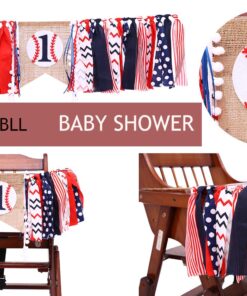 Baseball Banner for 1 St Birthday - First Birthday Decorations for Baseball Rag Tie Fabric Garland, Photo Booth Props Red White Blue, Birthday Souvenir and Gifts for Boy 23 81DYTf xpLL