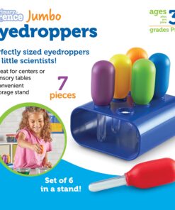 Learning Resources Jumbo Colorful Eyedroppers - Set of 6 with Stand, Ages 3+, Science Class Tools, Preschool Science, Sensory Accessories,Droppers for Kids,Back to School Supplies Eyedropper 22 81DZtvRLWL