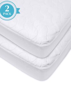 Alternative view of American Baby Company 2 Pack Waterproof Fitted Crib and Toddler Mattress Protector, Quilted and Noiseless Crib & Toddler Mattress Pad Cover, White, 52"x28"x9" Crib