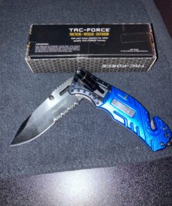 Alternative view of TAC Force Blue Police Assisted Open LED Tactical Rescue Pocket Knife (Basic Pack)