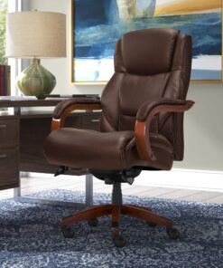 Alternative view of La-Z-Boy Delano Big & Tall Executive Office Chair, High Back Ergonomic Lumbar Support, Bonded Leather, Brown