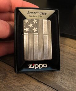 Zippo American Flag Lighters High Polish Chrome Space Design 46 81DggoxSrVL