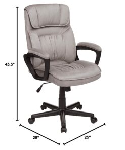 Amazon Basics Classic Office Desk Computer Chair - Adjustable, Swiveling, Ultra-Soft Microfiber, Lumbar Support, 28"D x 25"W x 43.5"H, Light Gray 18 81DhZKjA1tL