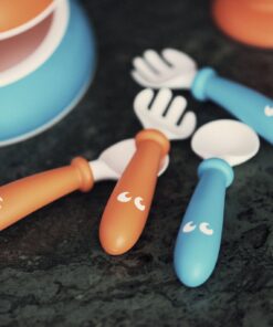 BABYBJORN Baby Plate, Spoon and Fork - Orange/Turquoise, 2-Pack 1 21 81DhaP7zZML