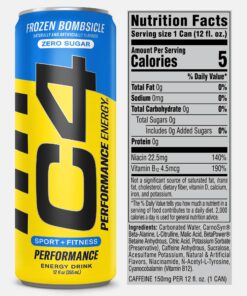 C4 Energy Drink 12oz (Pack of 12) - Frozen Bombsicle - Sugar Free Pre Workout Performance Drink with No Artificial Colors or Dyes 12 Fl Oz (Pack of 12) 22 81DiSm1jShL