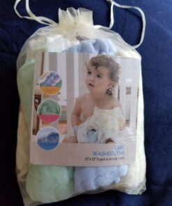 MUKIN Baby Washcloths - Natural Cotton Baby Wipes - Soft Newborn Baby Face Towel and Washcloth for Sensitive Skin- Baby Registry as Shower, 5 Pack 12x12 inches 35 81DiiZZ14RL