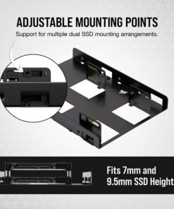 Corsair Dual SSD Mounting Bracket (3.5” Internal Drive Bay to 2.5", Easy Installation) Black 1 Count (Pack of 1) Dual SSD Mount 29 81DjYDmvgKL