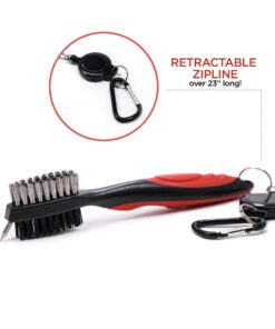 Alternative view of SHAUN WEBB GOLF Brush Cleaner Set - Keep Your Groves Clean for Optimal Performance. Wire and Nylon Bristle Brushes for Golfing Accessories with Retractable Zipline Cord, and Carabiner Clip
