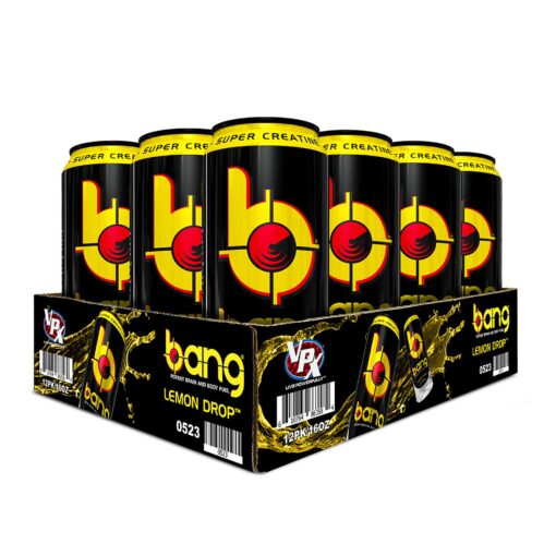 Bang Energy Lemon Drop, Sugar-Free Energy Drink, 16 Ounce (Pack of 12) 16 Fl Oz (Pack of 12)