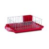Farberware Classic Large Rust Resistant Full Dishrack with Removable 3 Compartment Flatware Caddy, Andlged Drain Board, 3-Piece, Red Dish Rack Set 23 81DoM6t0LL