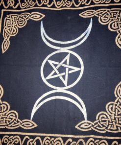 Altar Tarot Cloth: Triple Goddess With Pentagram - 24" x 24" (Gold/Silver on Black Pentacle/Pentagram) 27 81DpbPQHefL