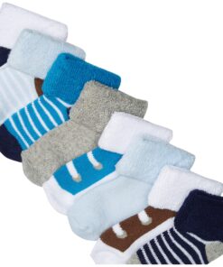 Luvable Friends Baby Socks Giftset 0-6 Months Blue Brown 12 81DqiX86BDL