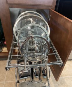 Rev-A-Shelf 2-Tier Kitchen Cabinet Pull Out 12" Cabinet Organizer for Pots, Pans, and Lid Cookware, Adjustable Heavy Duty Wire, Chrome, 5CW2-1222-CR 12 in. 57 81Dqkb6r1dL