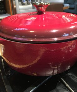 Lodge 6 Quart Enameled Cast Iron Dutch Oven with Lid – Dual Handles – Oven Safe up to 500° F or on Stovetop - Use to Marinate, Cook, Bake, Refrigerate and Serve – Island Spice Red 50 81Ds sNGApL