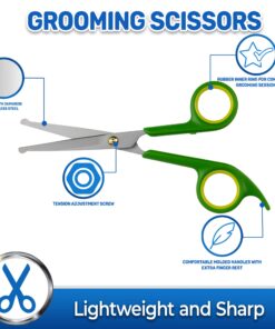 Alternative view of PET MAGASIN Japanese Stainless Steel Grooming Scissors (2) for Facial Hair and Larger for Body Trimming with Round Tip Grooming Sets