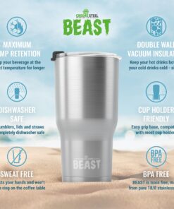 Beast 30 oz Tumbler Stainless Steel Vacuum Insulated Coffee Ice Cup Double Wall Travel Flask (Stainless Steel) 37 81DuMQgidgL 1